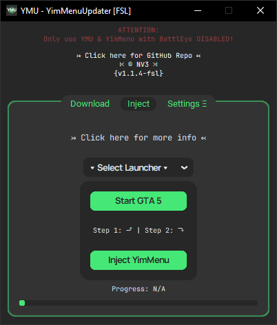 YMU Screenshot - Inject Tab v1.1.4